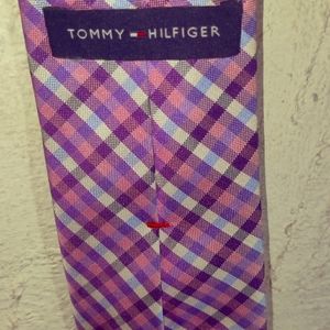 Pink blue and tan plaid Tommy Hilfiger Tie OS